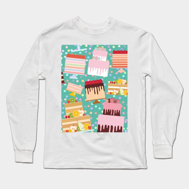 Sweet Cakes Long Sleeve T-Shirt by EkaterinaP